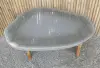 Product image 2 of the product “table made of riverstone with wooden feet. size approx. 118x70x39 cm ”